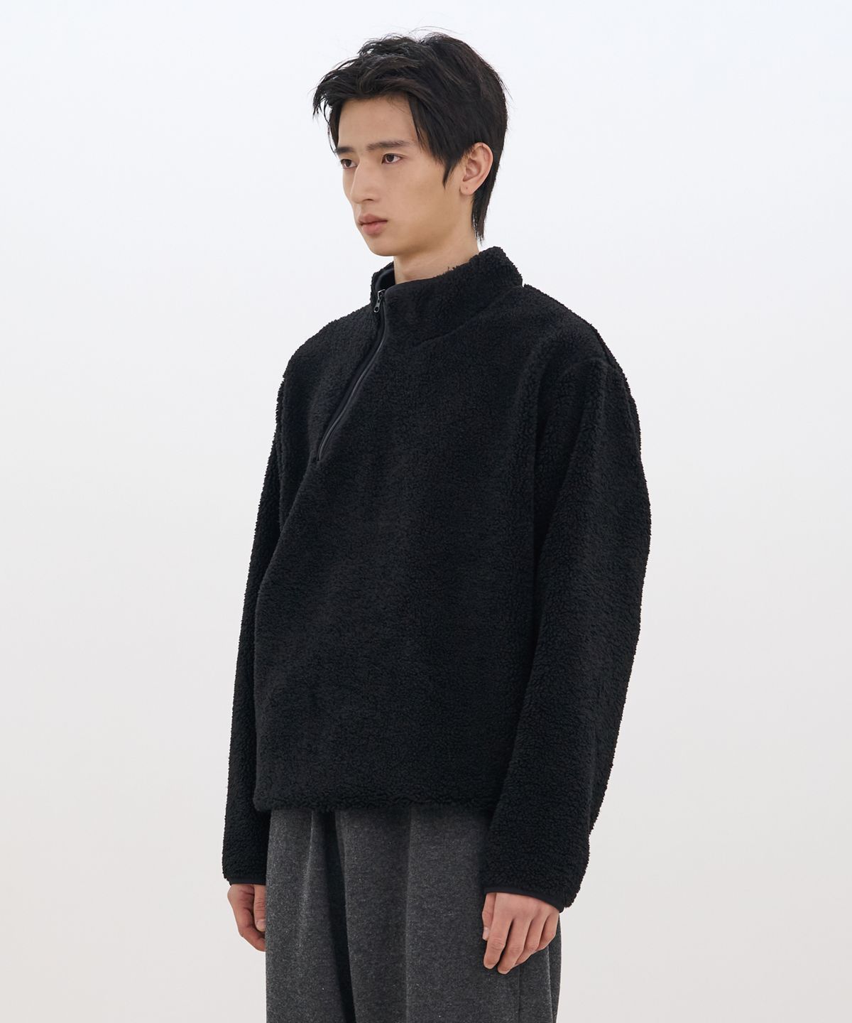 카사카사(KASAKASA) Fleece Zip Pullover Black