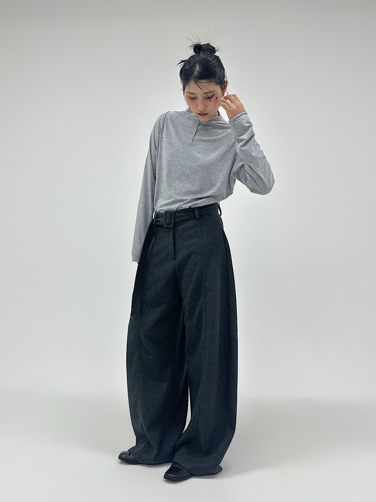 아포엠(APOEM) Belted Wide Trousers (2C)