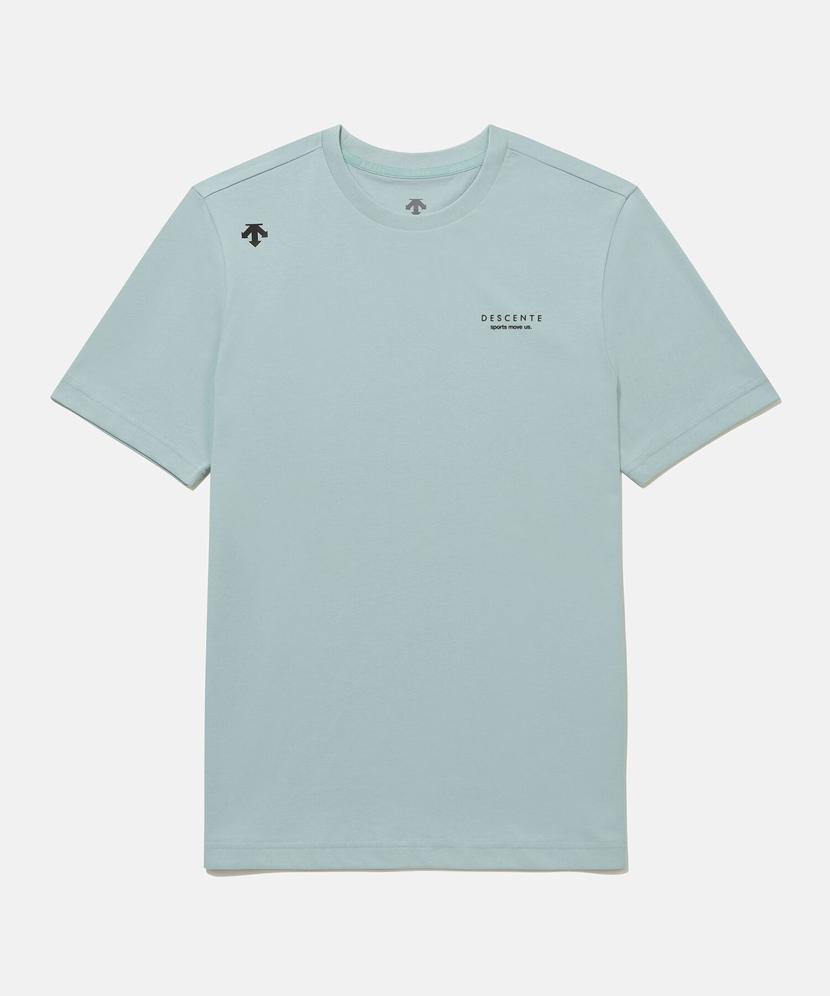 데상트(DESCENTE) 스몰 워딩 코튼 반팔 티셔츠 그린 SR123UTS15