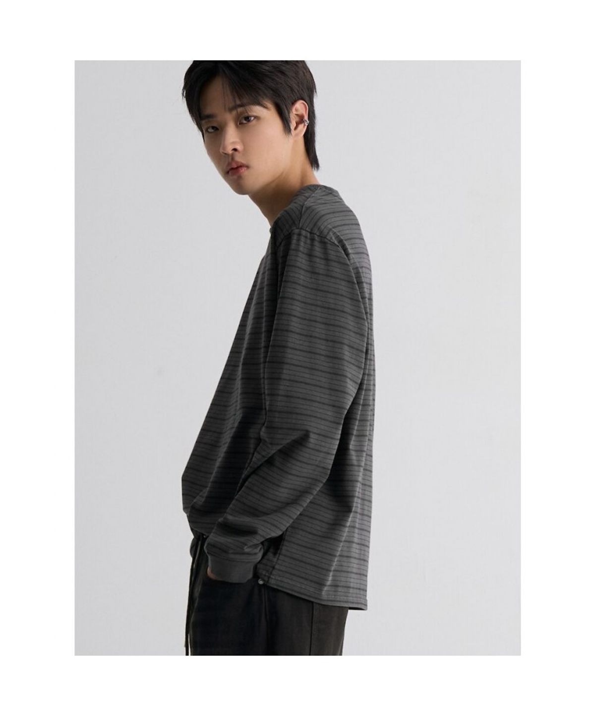 에잇세컨즈(8SECONDS) 가먼트다잉 스트라이트 티셔츠  애쉬
