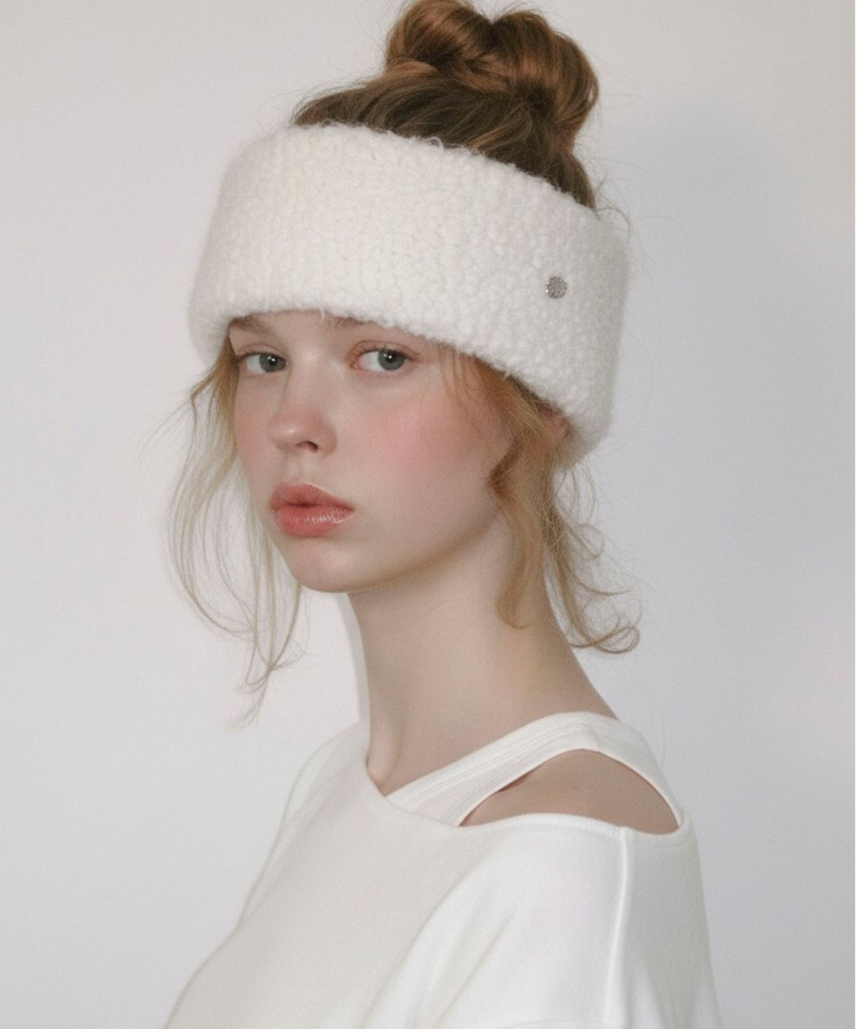 뉴욕웍스(NEWYORKWORKS) [RABBIT FUR] 코인 헤어 반다나_IVORY