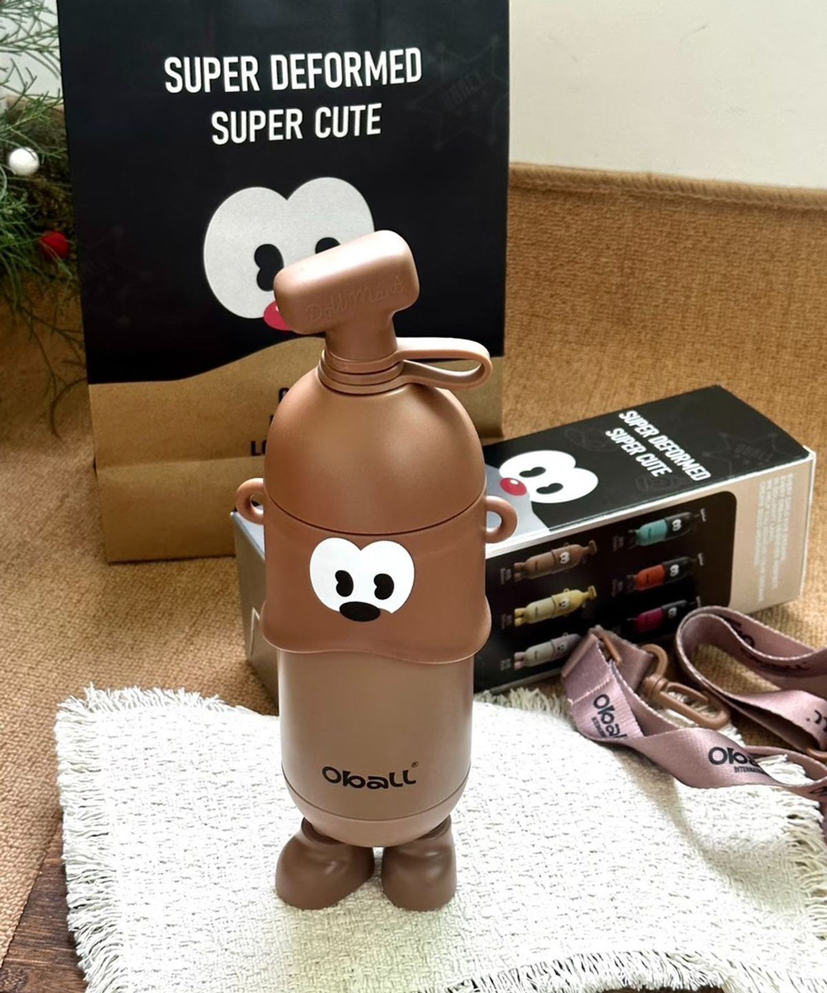 키움하우스(KIUMHOUSE) 도도 오볼 스트랩 빨대 텀블러 400ml-브라운