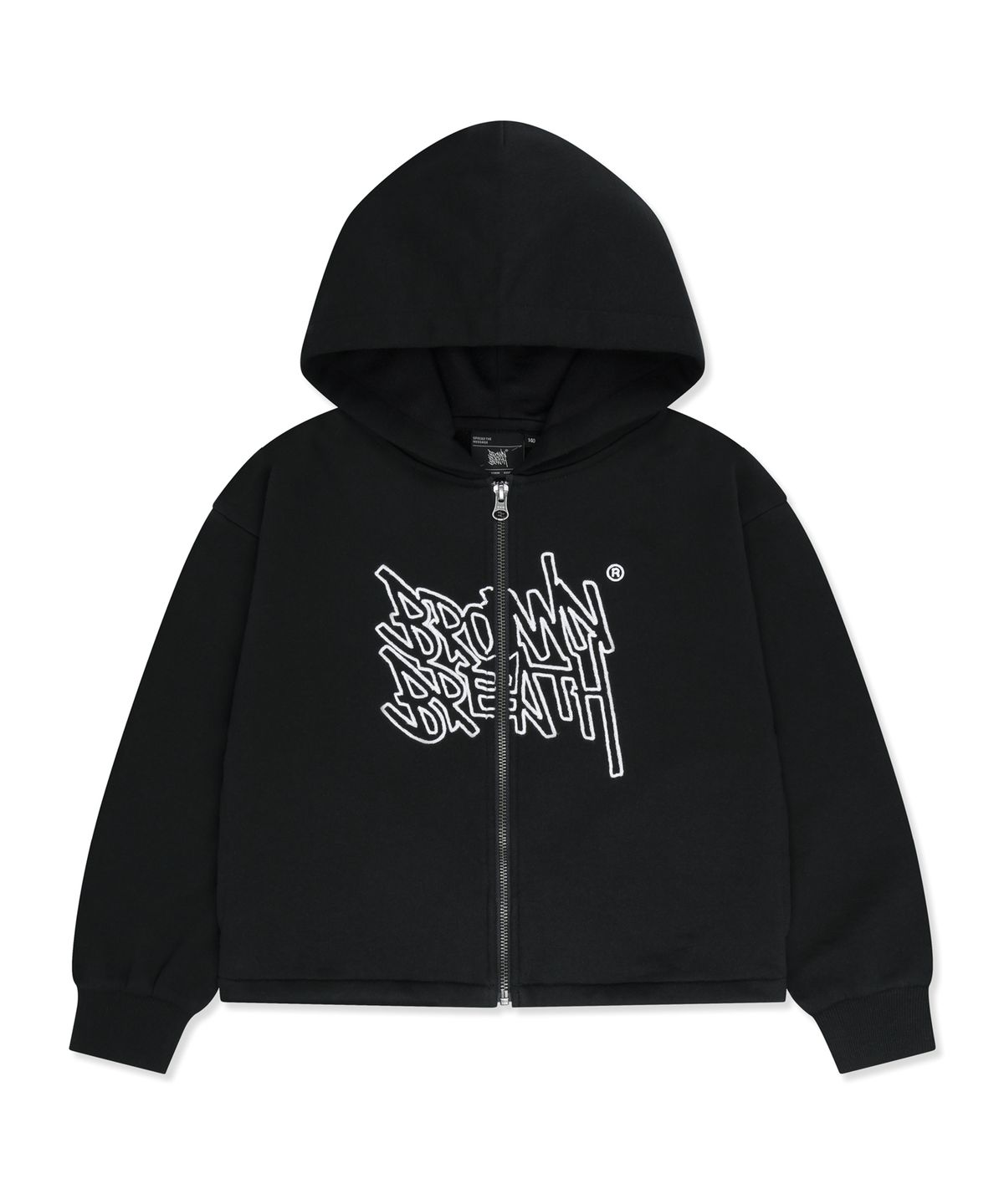 브라운브레스 키즈(BROWNBREATH KIDS) KIDS GIRL CROP HOOD ZIP UP - BLACK