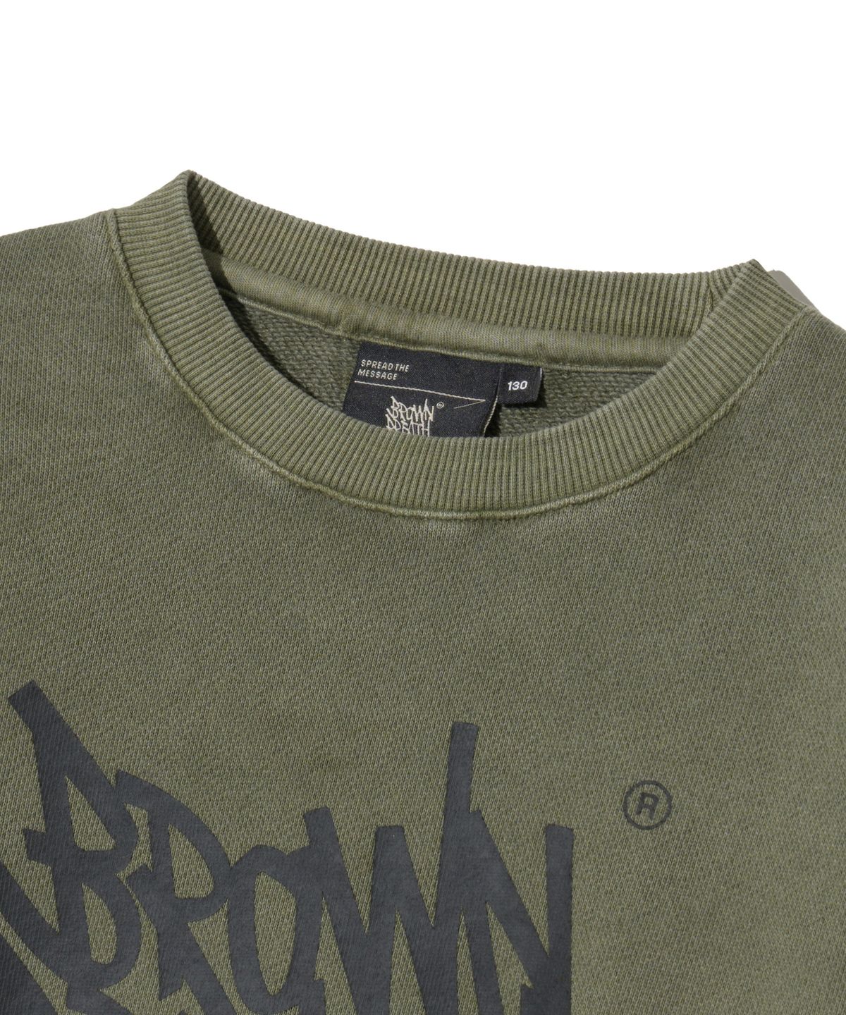 브라운브레스 키즈(BROWNBREATH KIDS) KIDS PIGMENT RAW CUT CREWNECK - KHAKI