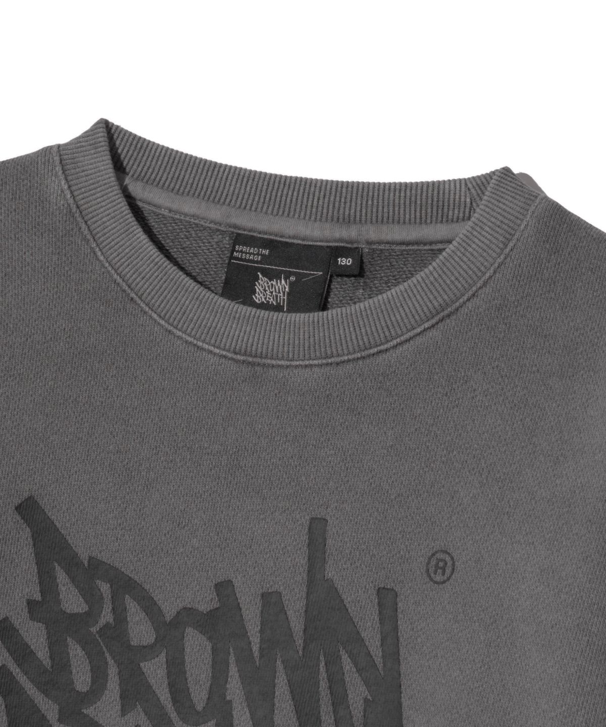 브라운브레스 키즈(BROWNBREATH KIDS) KIDS PIGMENT RAW CUT CREWNECK - CHARCOAL
