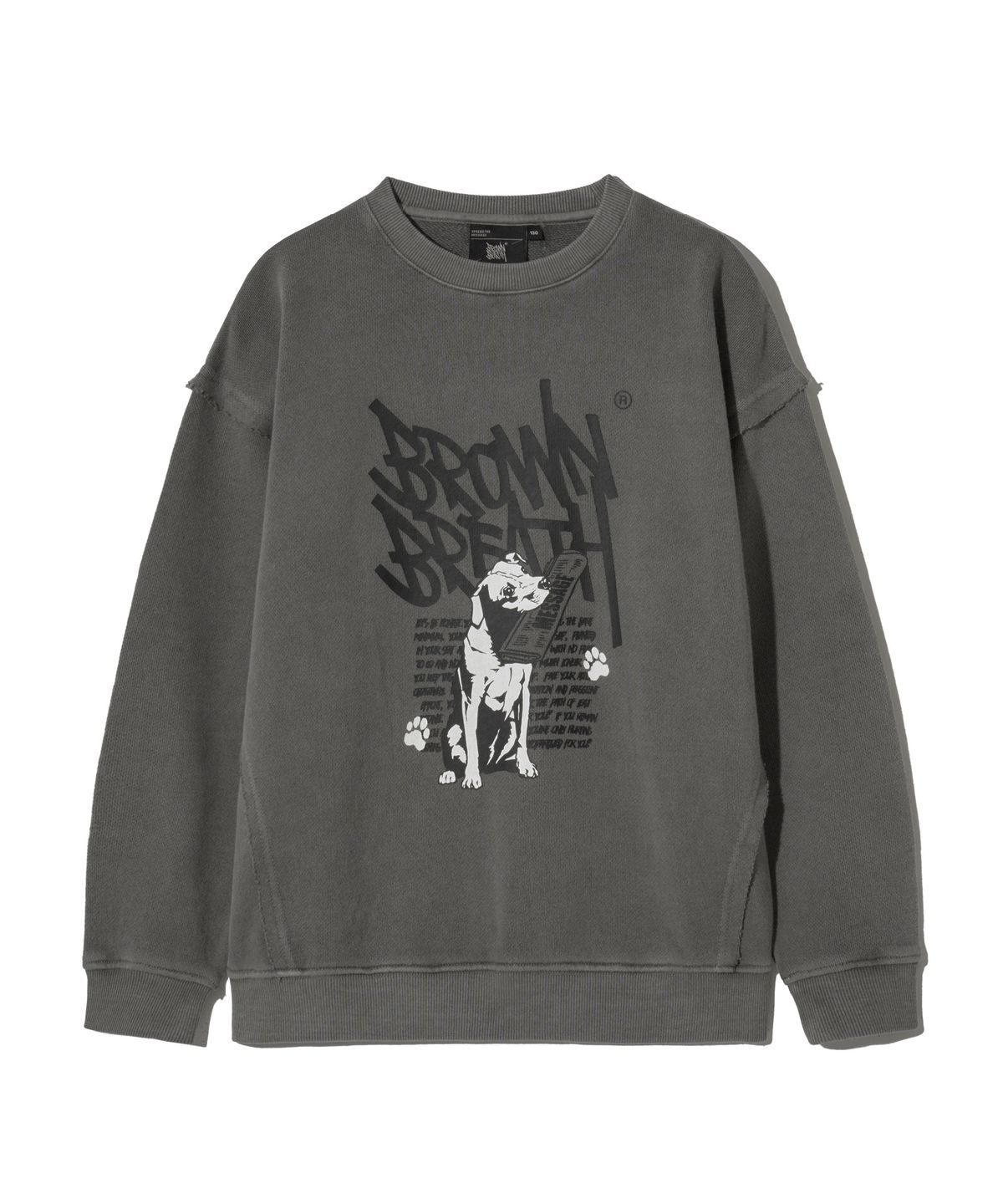 브라운브레스 키즈(BROWNBREATH KIDS) KIDS PIGMENT RAW CUT CREWNECK SETUP_2COLOR