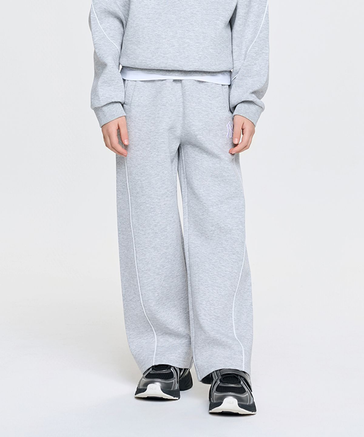 엠엘비 키즈(MLB KIDS) 애슬레저 여아 세미와이드 팬츠 NY (L.Melange Grey)