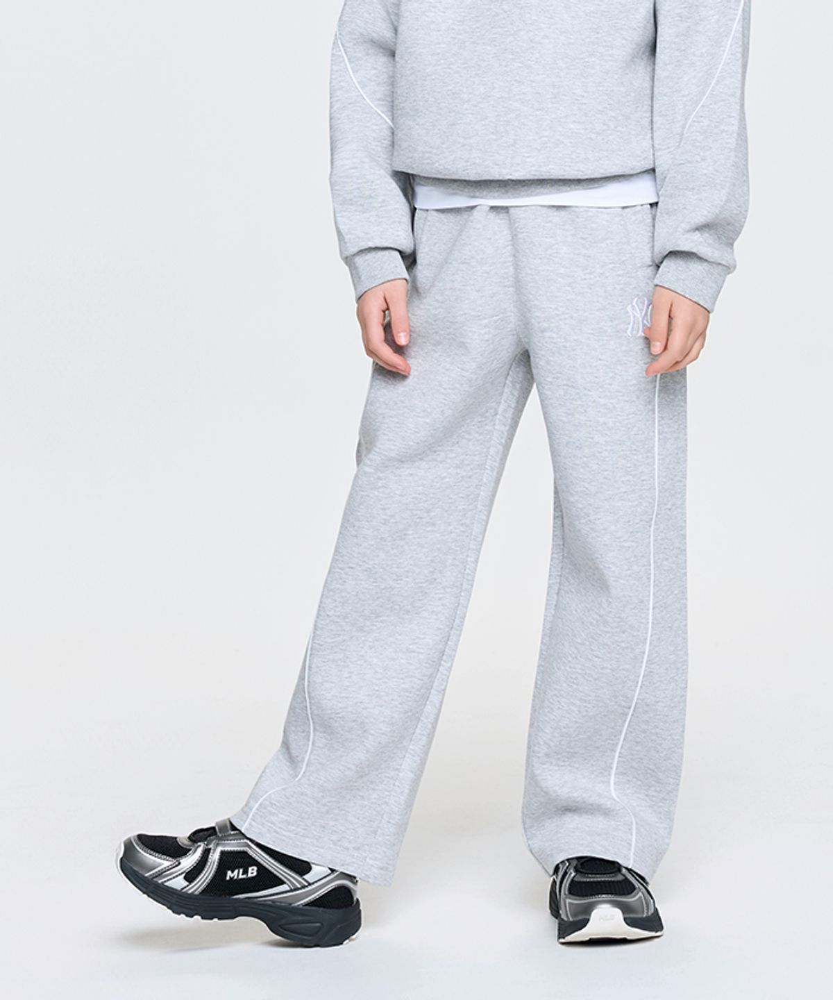 엠엘비 키즈(MLB KIDS) 애슬레저 여아 세미와이드 팬츠 NY (L.Melange Grey)