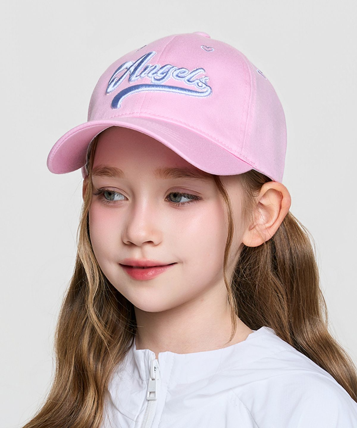 엠엘비 키즈(MLB KIDS) 여아 엔젤스 레터링 볼캡 LAA (Pink)