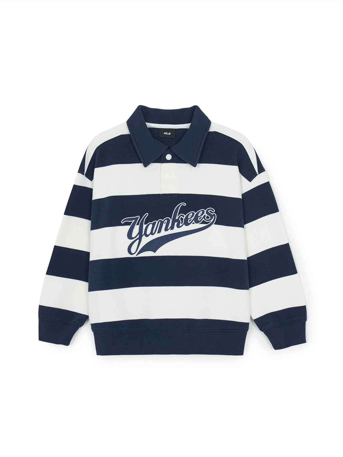 엠엘비 키즈(MLB KIDS) 스포티브 바시티 럭비 스트라이프 카라 맨투맨세트 NY (Navy)