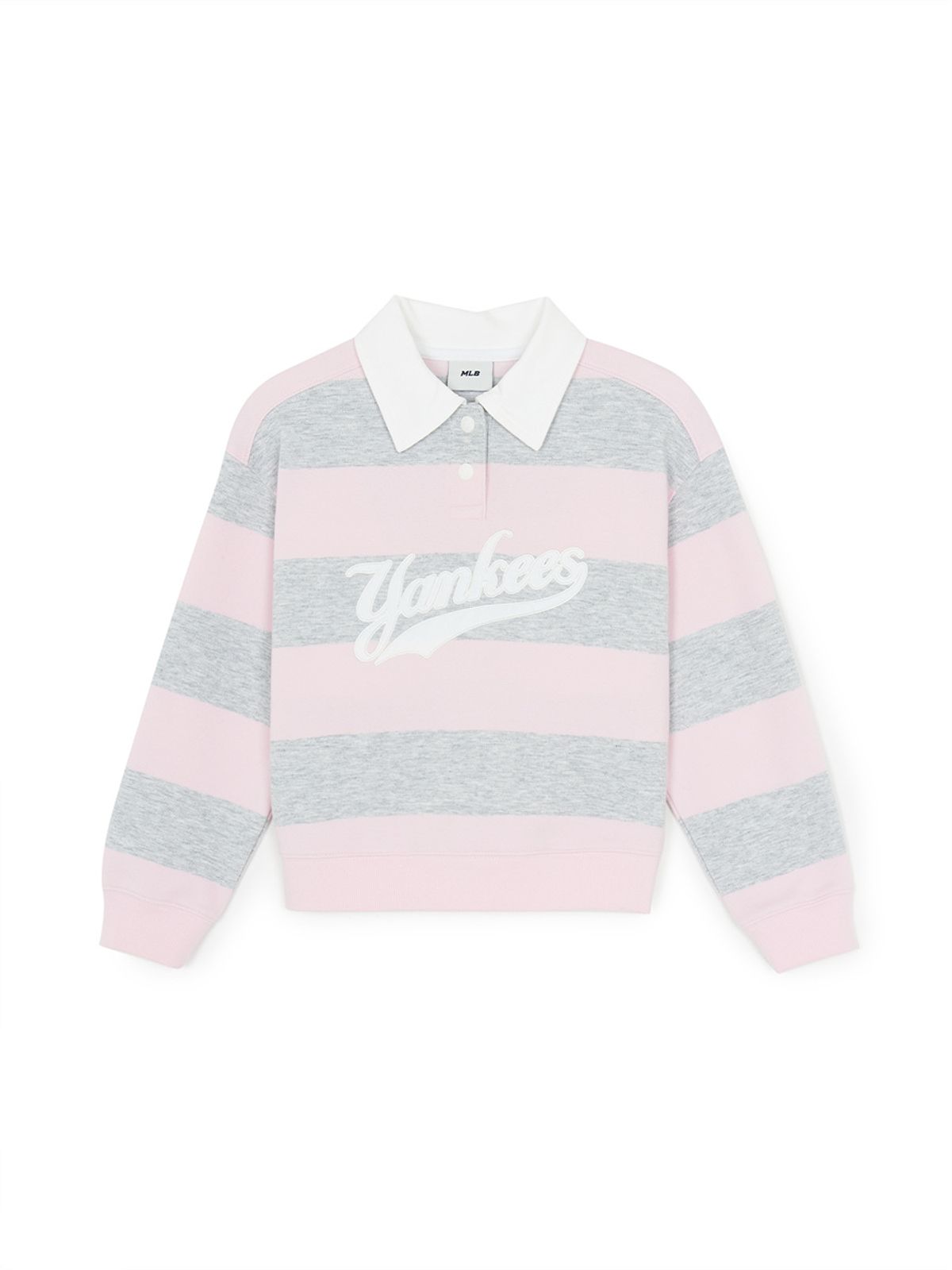 엠엘비 키즈(MLB KIDS) 스포티브 바시티 럭비 스트라이프 카라 맨투맨세트(여아) NY (L.Pink)