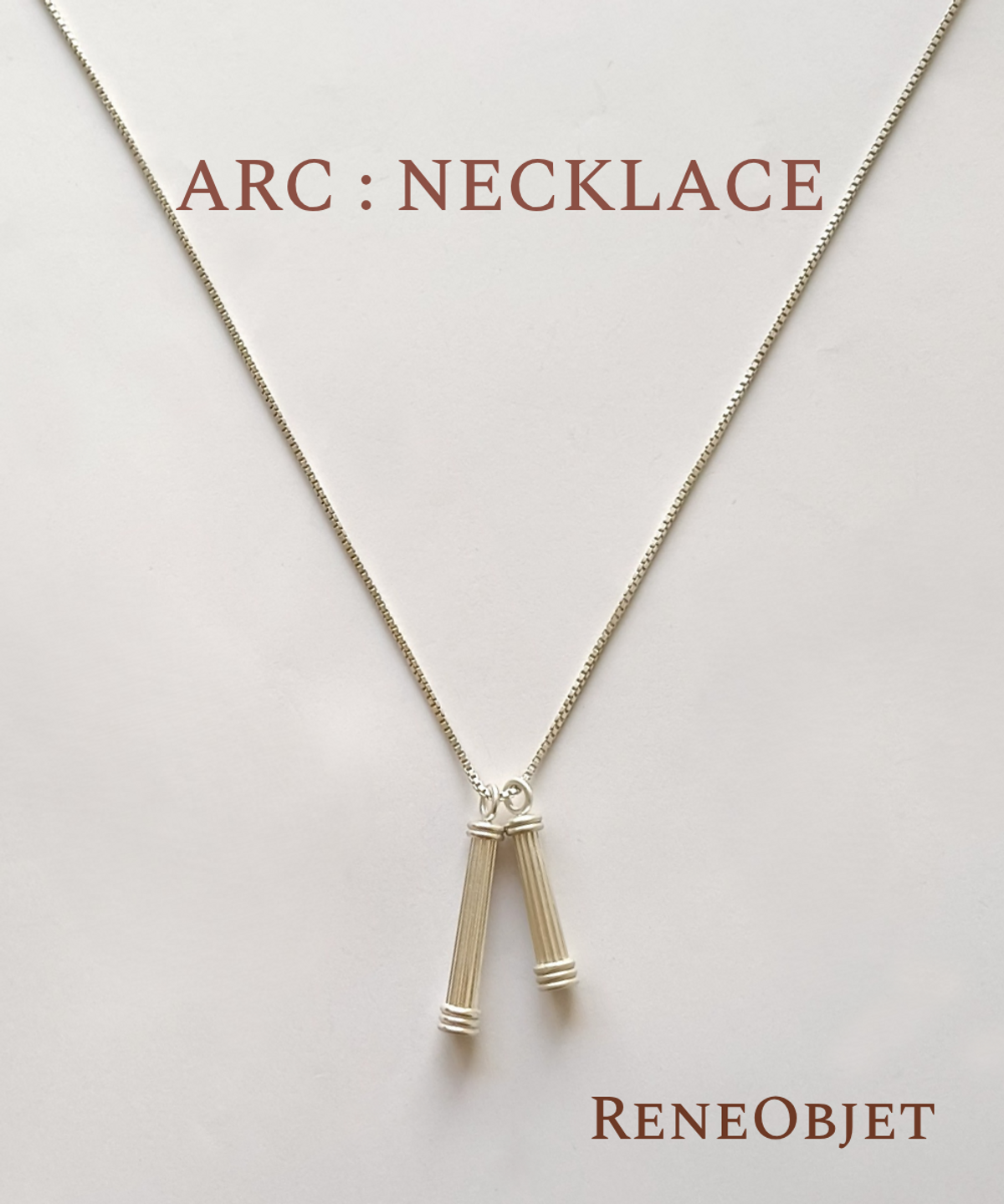 르네오브제(RENEOBJET) ARC COLUMN NECKLACE SET [STERLING SILVER] 미니멀 925 실버 포인트 목걸이 세트