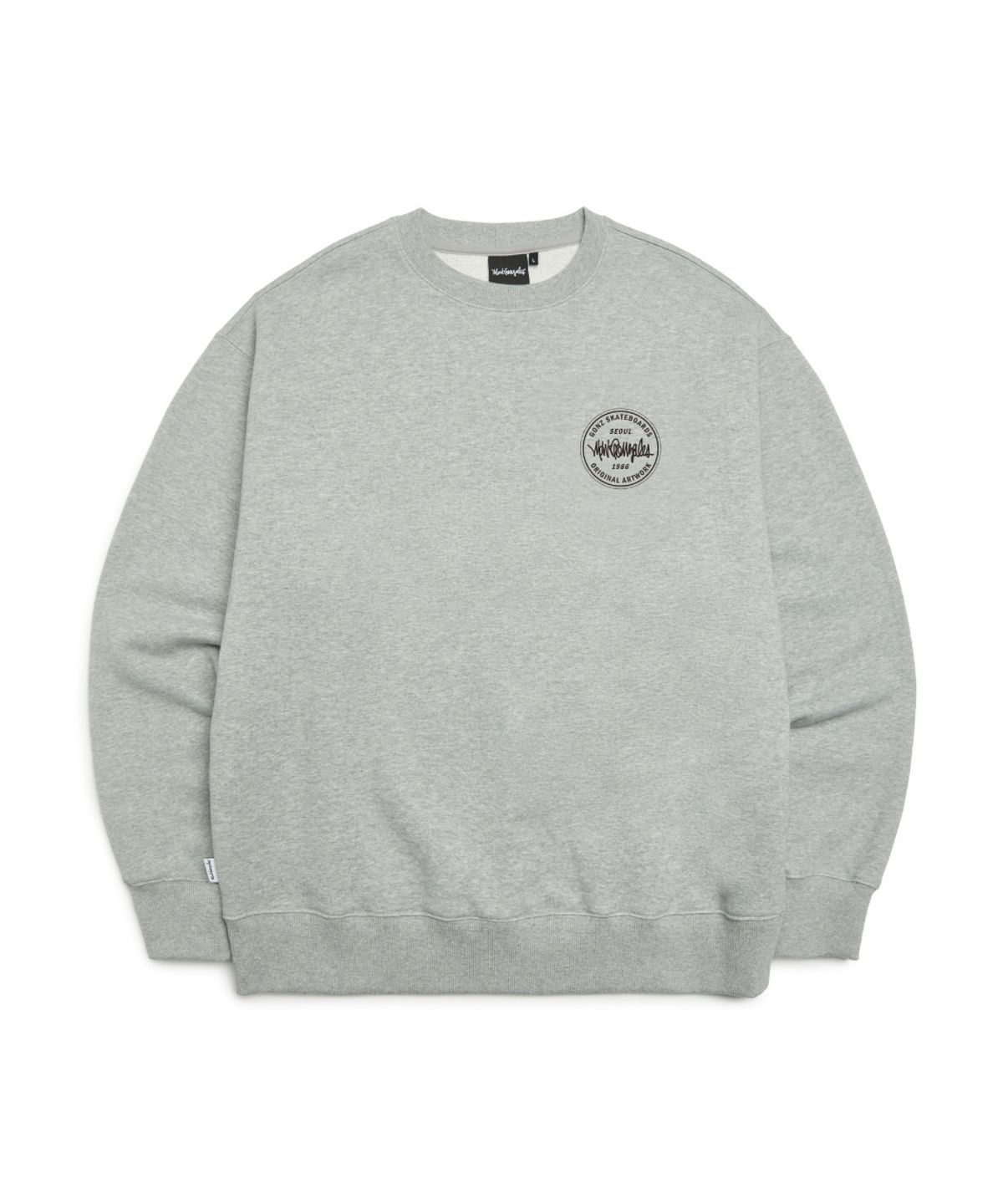 마크곤잘레스(MARK GONZALES) 넥스트 사인 로고 그래픽 스웨트 셔츠 - M/GREY