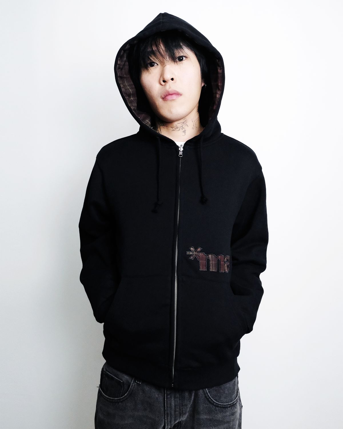 무비그아카이브(MUBIG.ARCHIVE) Reversible Plaid Zip Hoodie (burgundy)