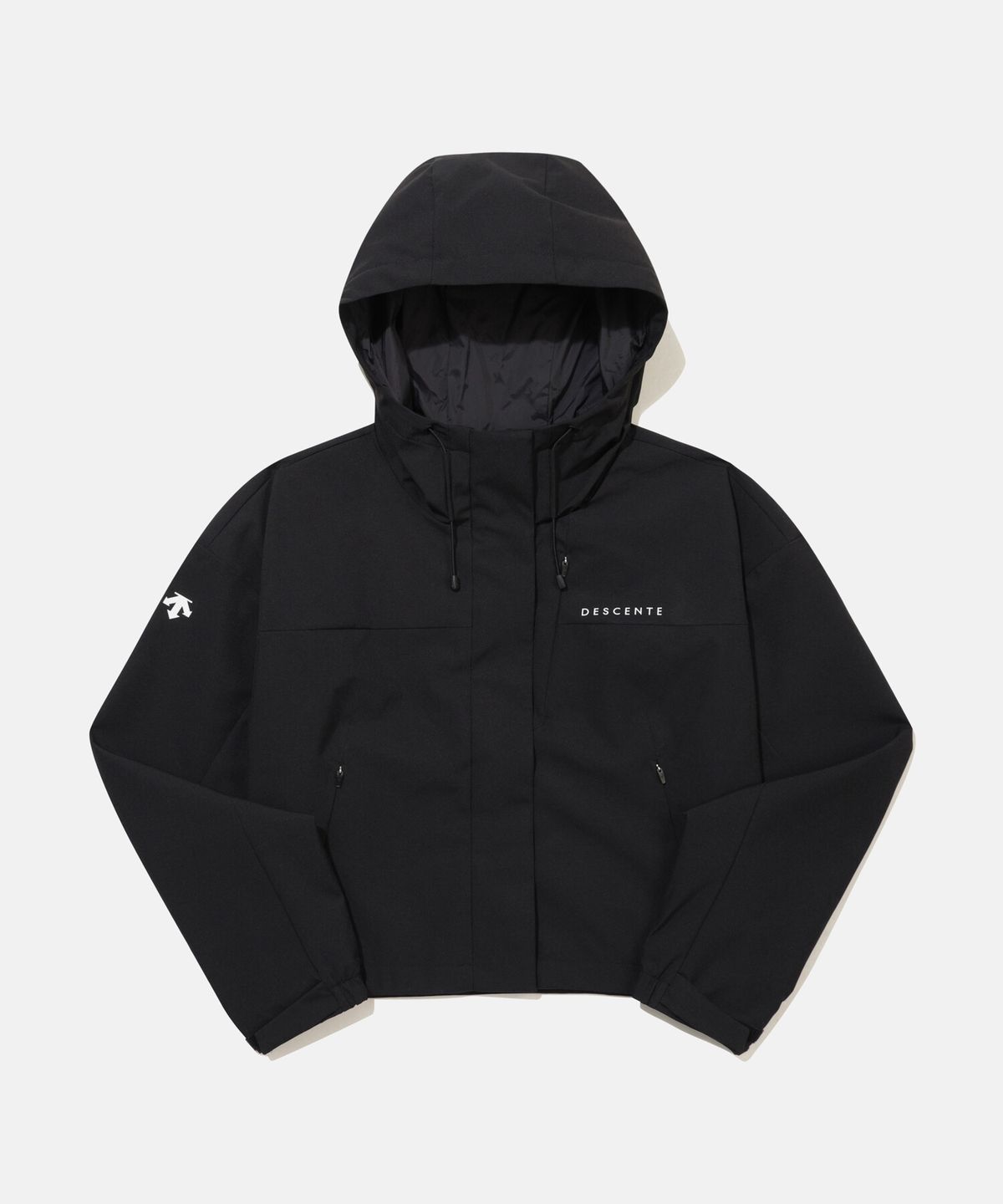 데상트(DESCENTE) 우먼스 크롭 바람막이 자켓 블랙 SR122UJK12