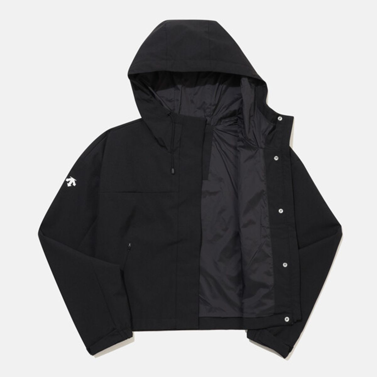 데상트(DESCENTE) 우먼스 크롭 바람막이 자켓 블랙 SR122UJK12