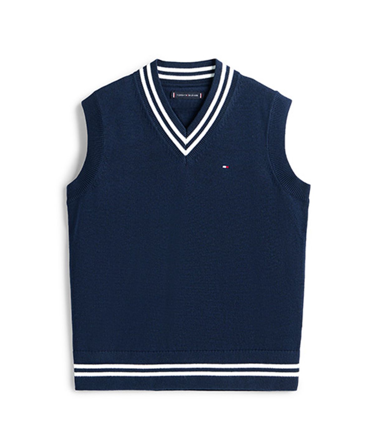 타미힐피거 키즈(TOMMY HILFIGER KIDS) 바시티 립 브이넥 니트 베스트