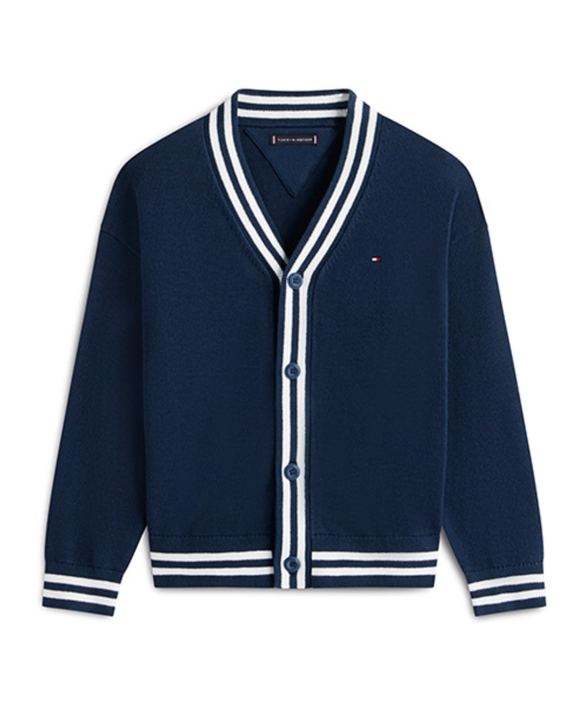 타미힐피거 키즈(TOMMY HILFIGER KIDS) 바시티 립 브이넥 니트 가디건