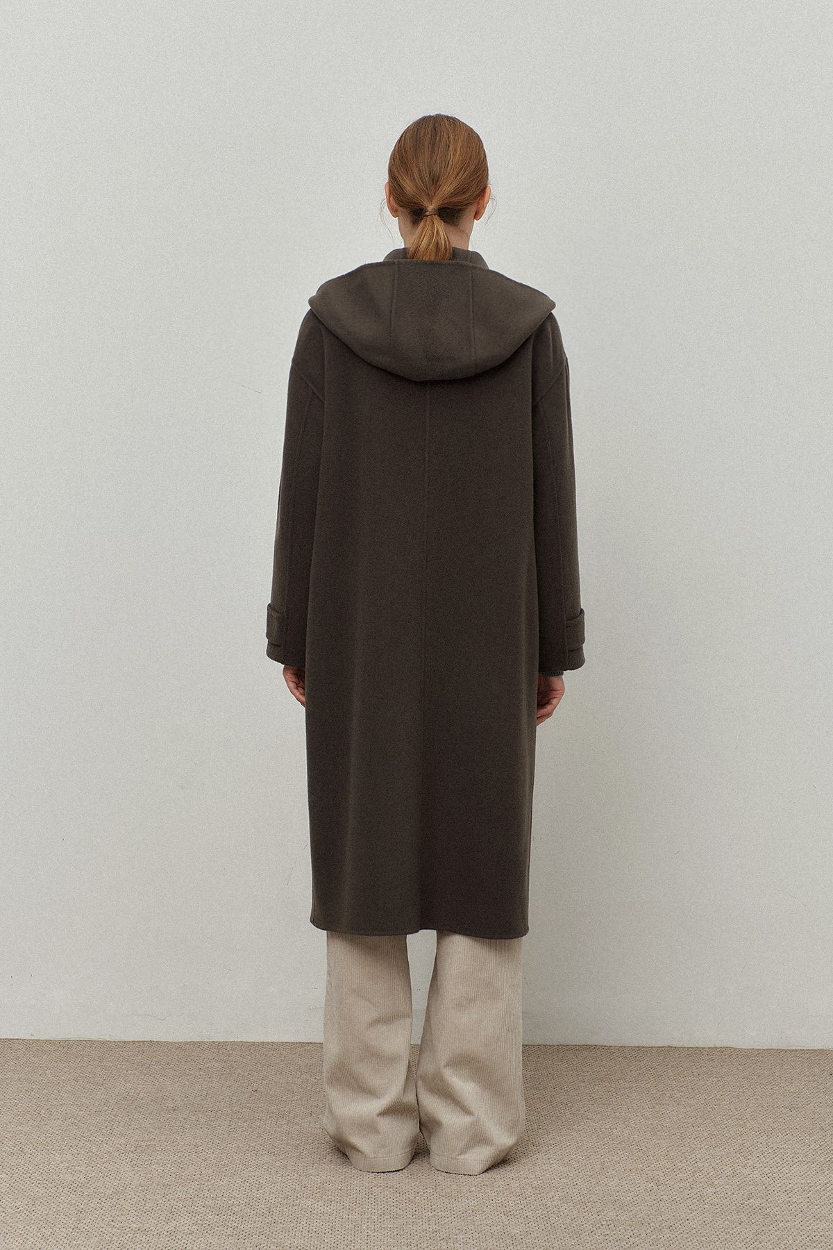 르몽생미셸(LE MONT ST MICHEL) Cashmere hood long coat_Khaki