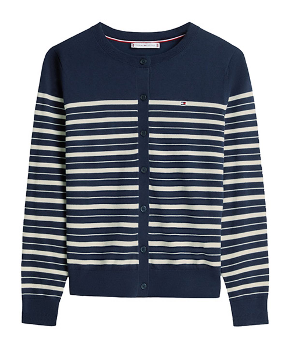 타미힐피거(TOMMY HILFIGER) 코튼 저지 크루넥 가디건 (T22G0KCD001WT20A6)