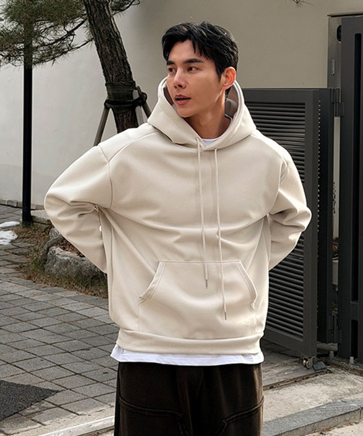 바이모노(BYMONO) [빅사이즈 XL-6XL] 모노 어깡 절개 오버핏 후드티