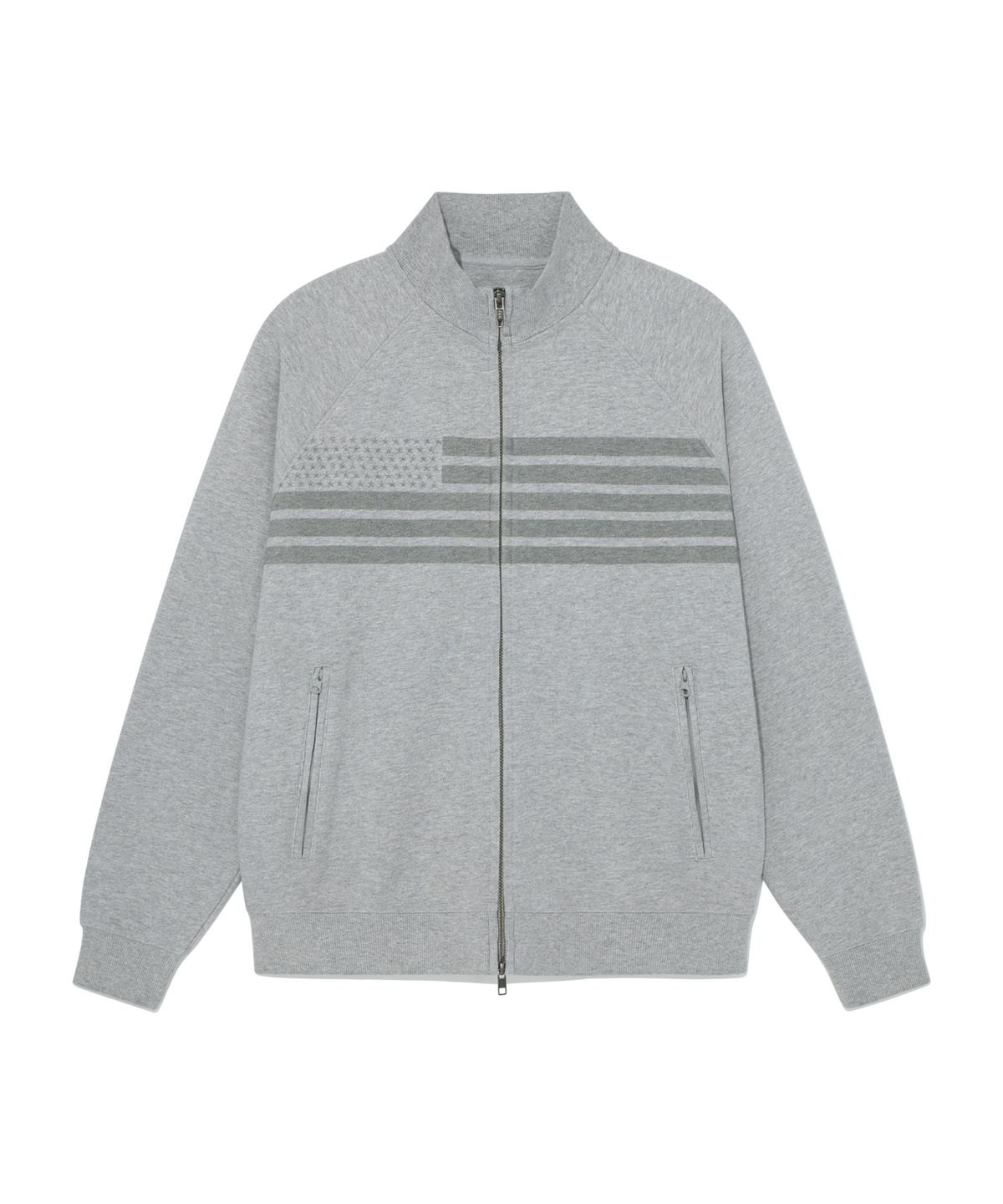 더콜디스트모먼트(THE COLDEST MOMENT) TCM flag sweat jersey zip-up (melange grey)