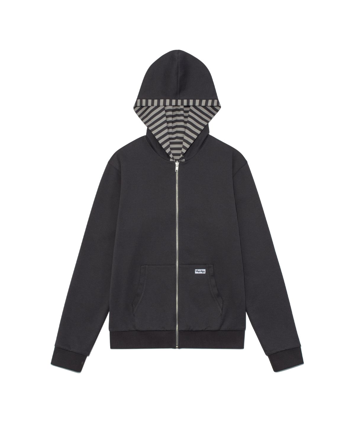 더콜디스트모먼트(THE COLDEST MOMENT) TCM reversible stripe hooded zip-up (charcoal)