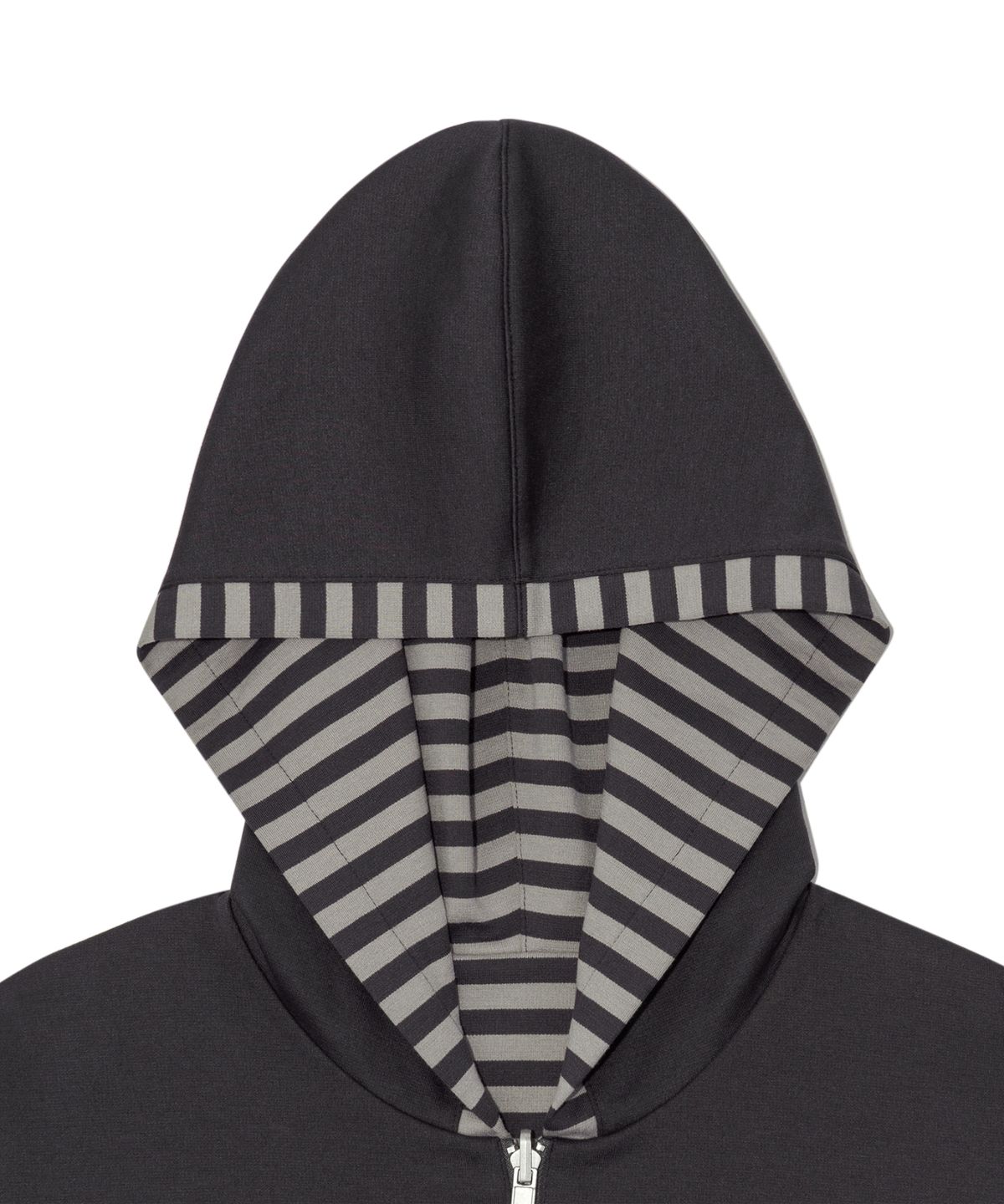 더콜디스트모먼트(THE COLDEST MOMENT) TCM reversible stripe hooded zip-up (charcoal)