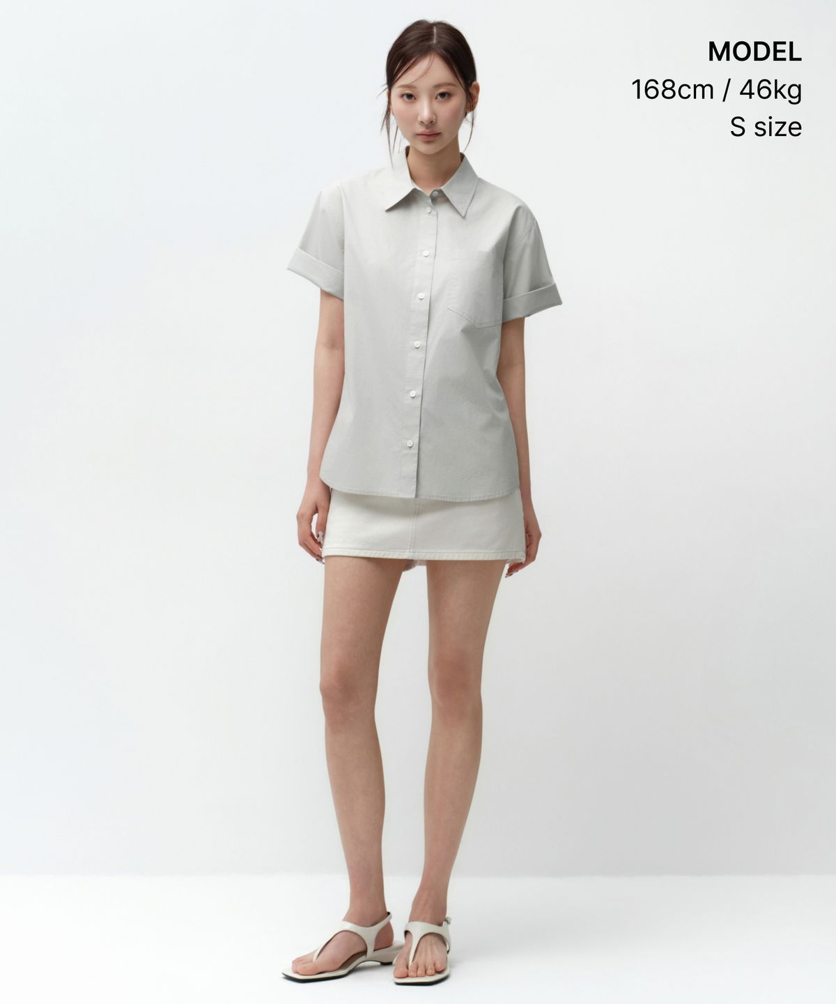 무신사 스탠다드 우먼(MUSINSA STANDARD WOMAN) 우먼즈 릴렉스드 소프트 포플린 반소매 셔츠 [더스티 민트]