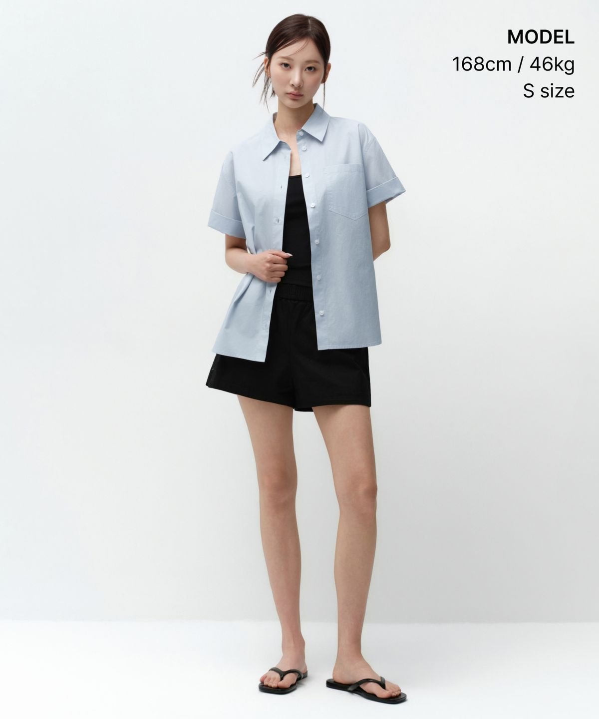 무신사 스탠다드 우먼(MUSINSA STANDARD WOMAN) 우먼즈 릴렉스드 소프트 포플린 반소매 셔츠 [스카이 블루]