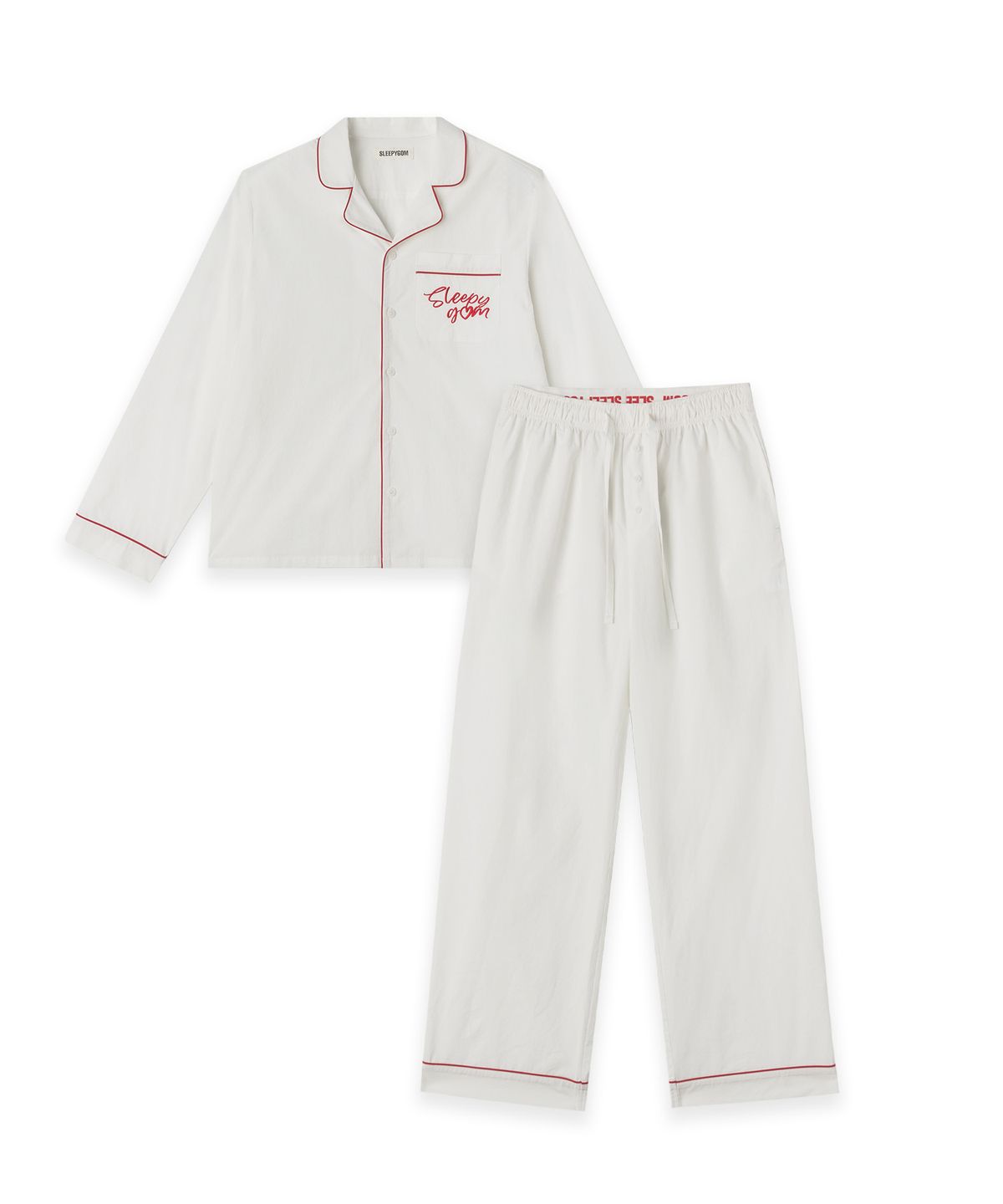 슬리피곰(SLEEPYGOM) White Red Piping Pajama Set