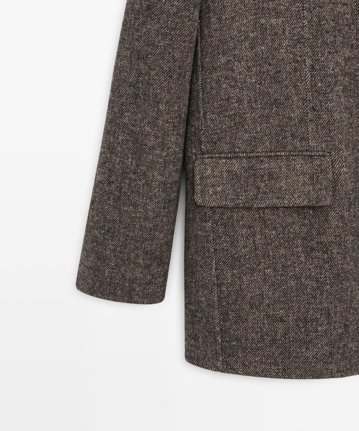 마시모두띠(MASSIMO DUTTI) 하이 칼라 트윌 울 블렌드 코트
