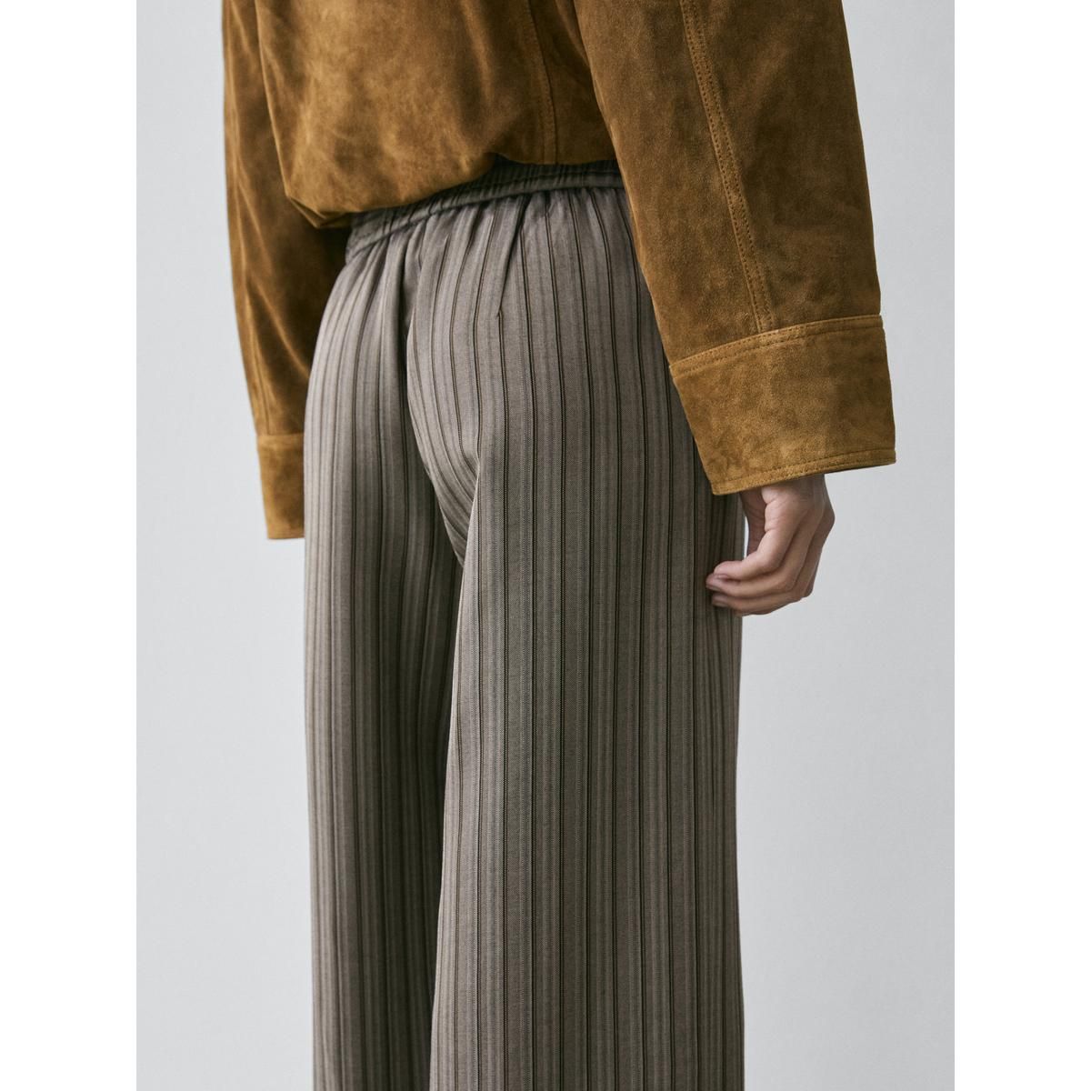 마시모두띠(MASSIMO DUTTI) 스트라이프 디테일 와이드 팬츠