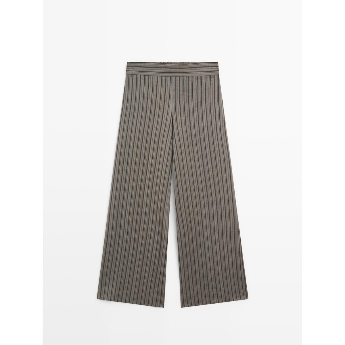 마시모두띠(MASSIMO DUTTI) 스트라이프 디테일 와이드 팬츠