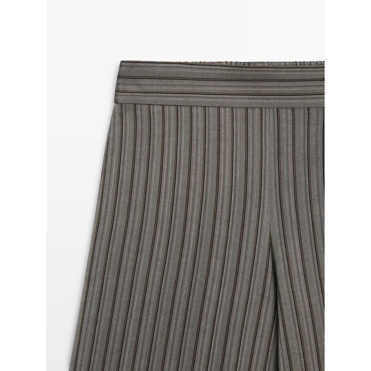 마시모두띠(MASSIMO DUTTI) 스트라이프 디테일 와이드 팬츠