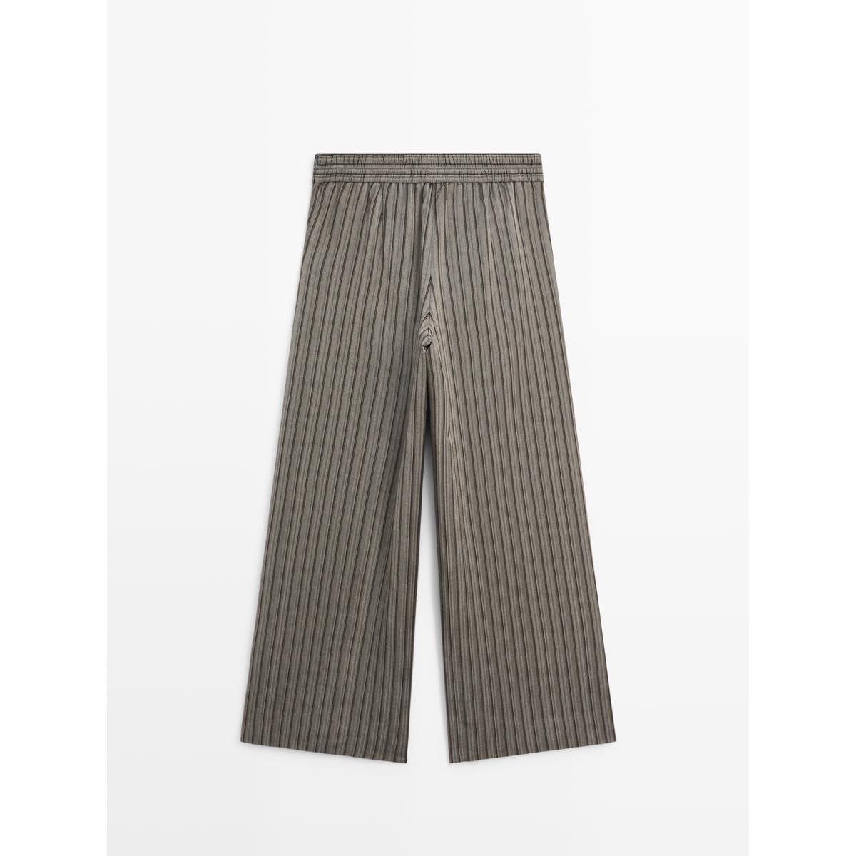 마시모두띠(MASSIMO DUTTI) 스트라이프 디테일 와이드 팬츠