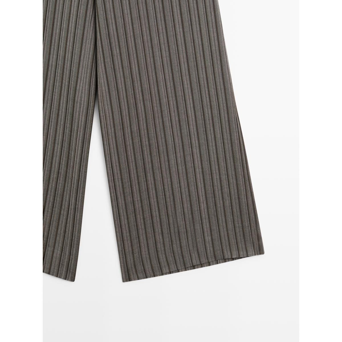 마시모두띠(MASSIMO DUTTI) 스트라이프 디테일 와이드 팬츠