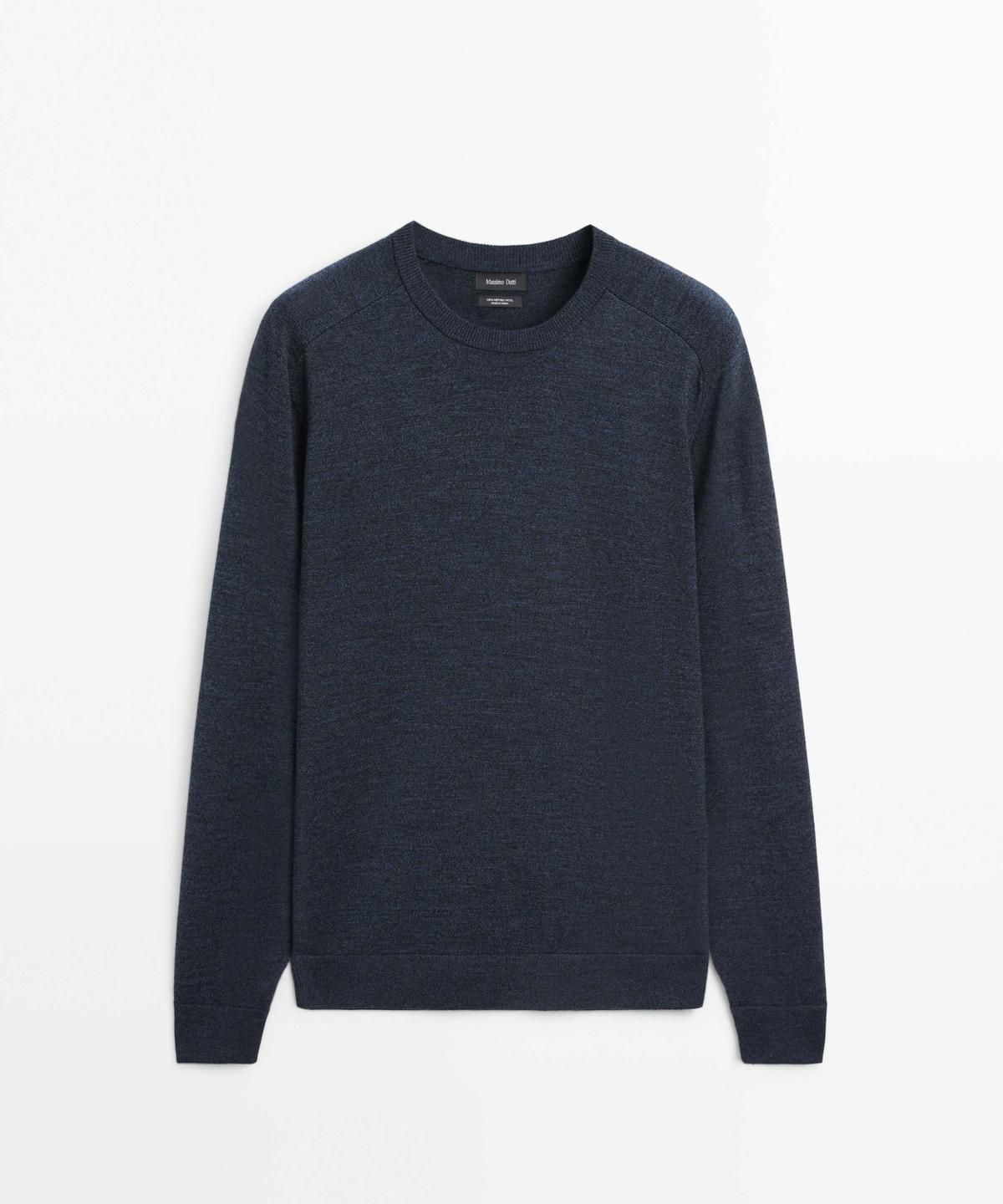 마시모두띠(MASSIMO DUTTI) 100% 메리노 울 라운드넥 니트 스웨터