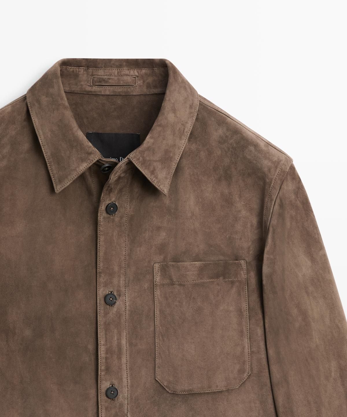 마시모두띠(MASSIMO DUTTI) 스웨이드 레더 오버셔츠