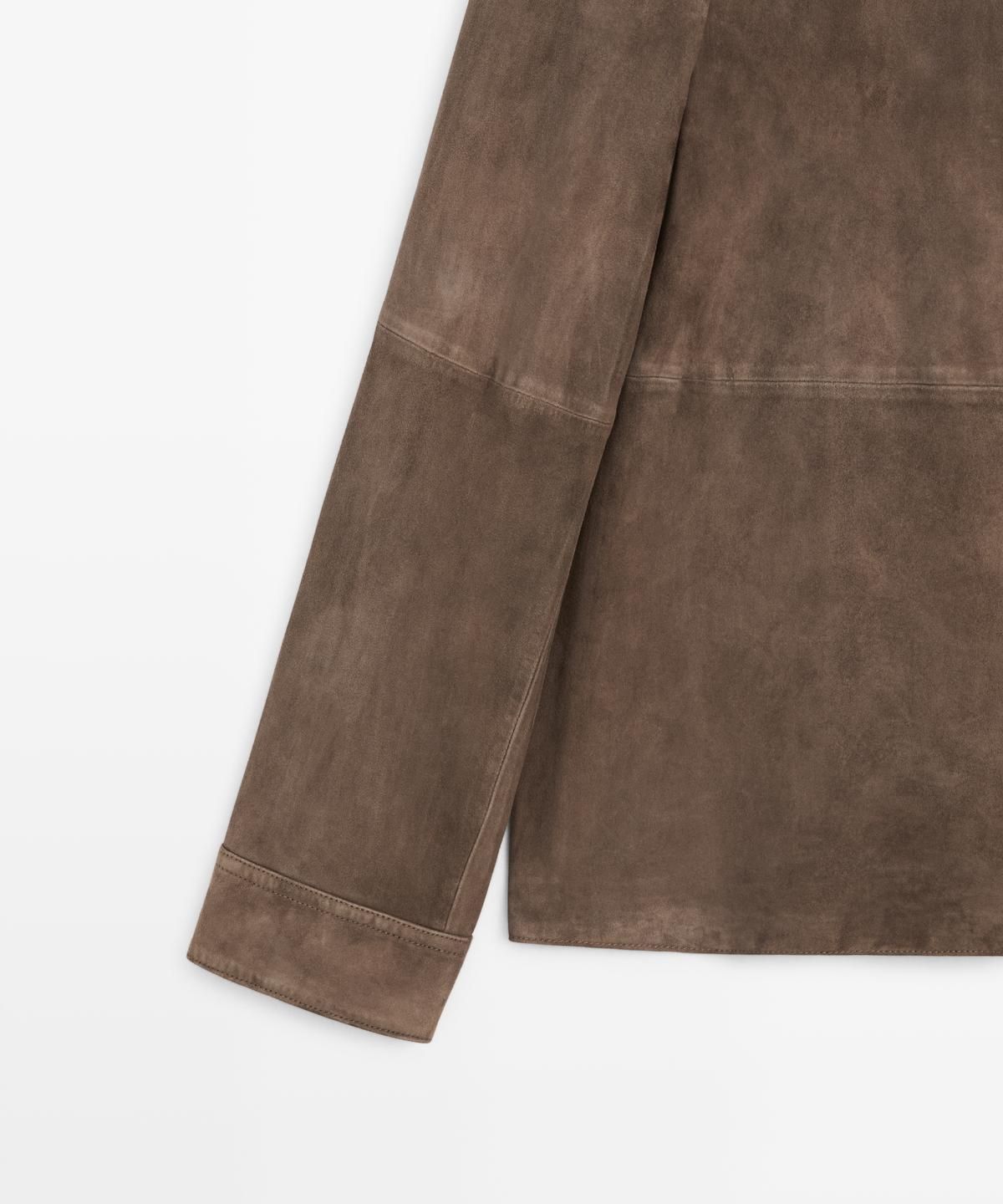 마시모두띠(MASSIMO DUTTI) 스웨이드 레더 오버셔츠