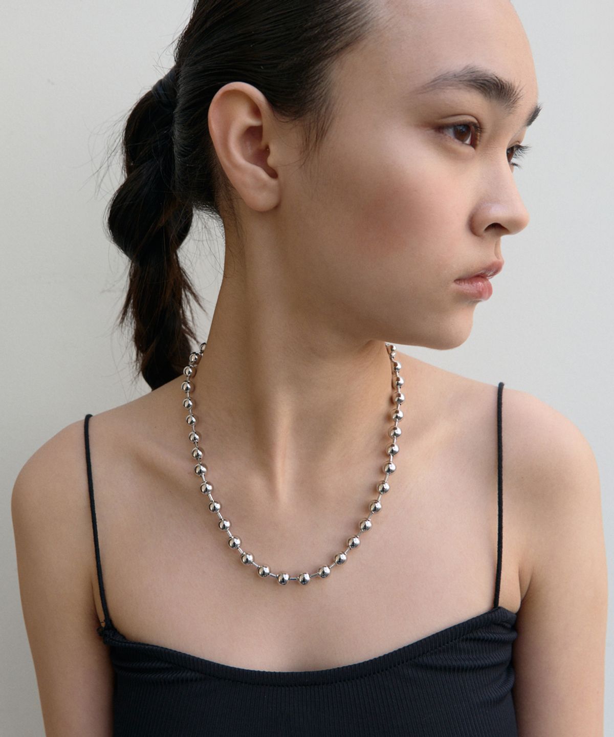데뷔옹(DEBBYOUNG) BALL BEADS CHAIN NECKLACE [SILVER]