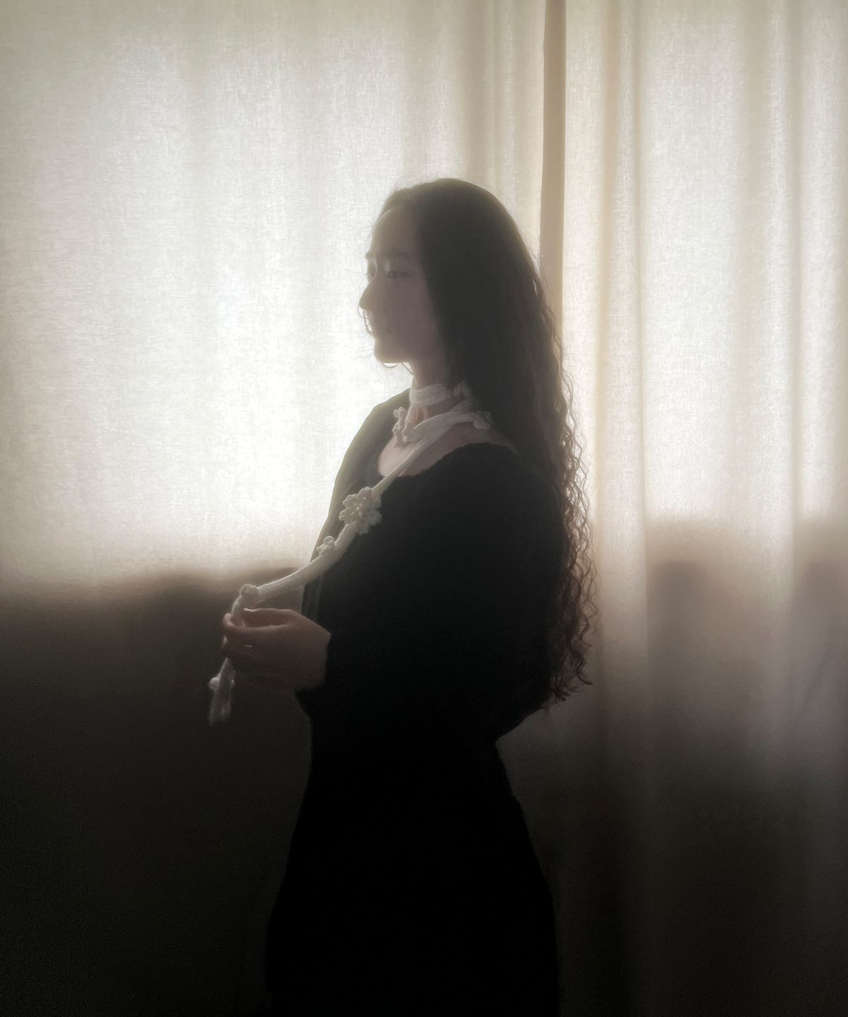 루바티(RUBATI) 스노우블룸 눈꽃 크로쉐 울 머플러_아이보리