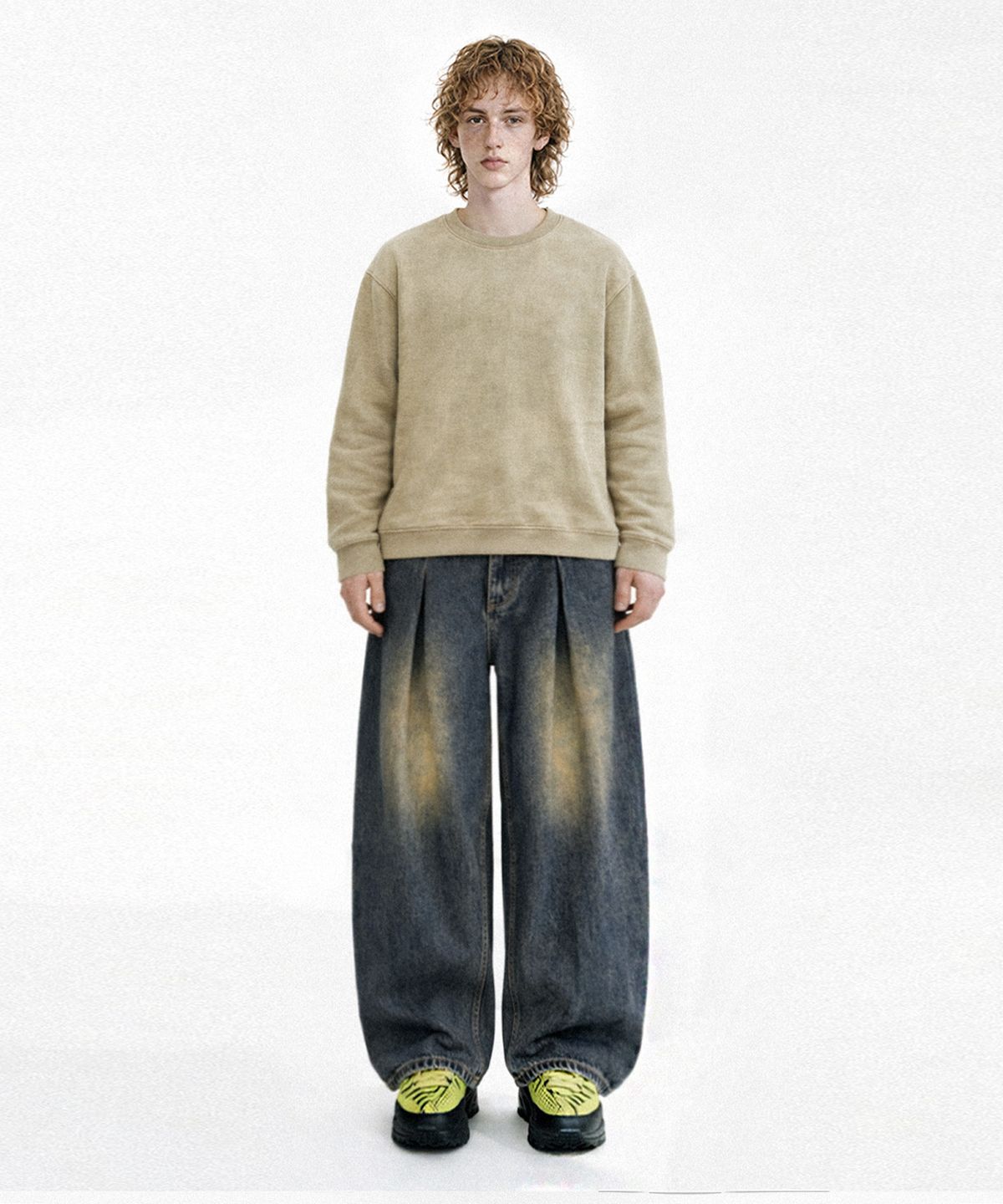 엔티이티(NTET) Vintage front pintuck denim pants (vintage black)