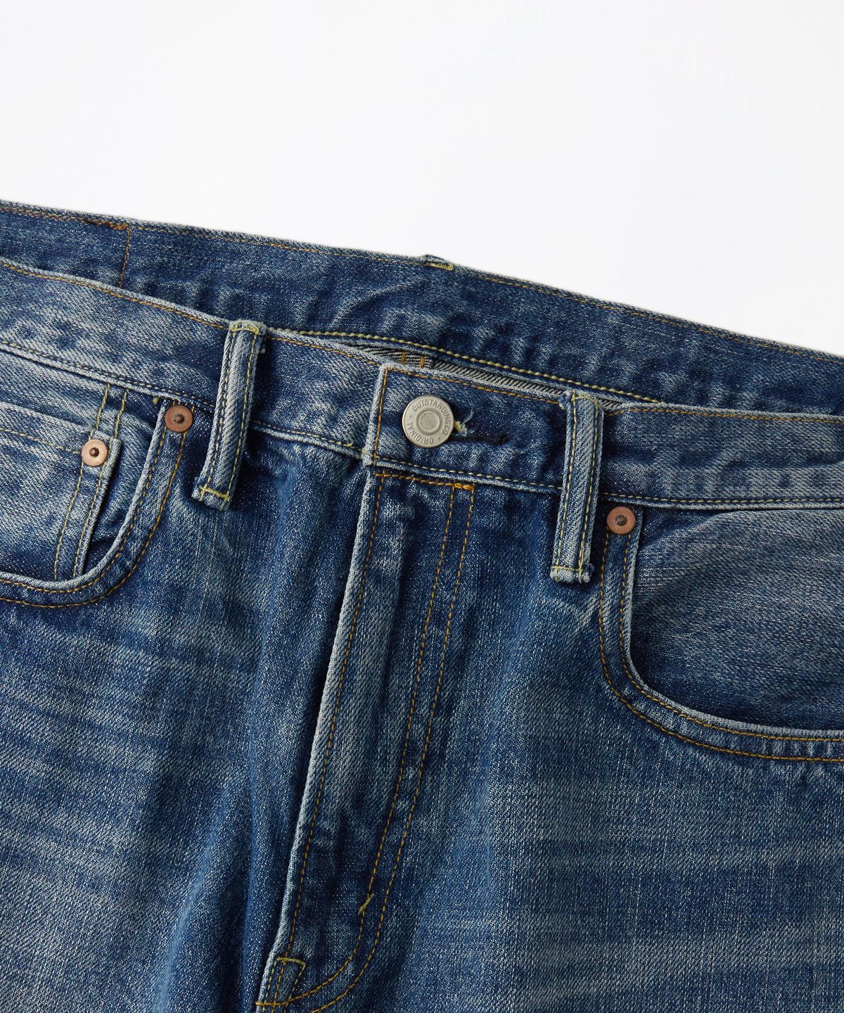 아웃스탠딩(OUTSTANDING) 70S SELVEDGE BOOTCUT PANTS_L.BLUE