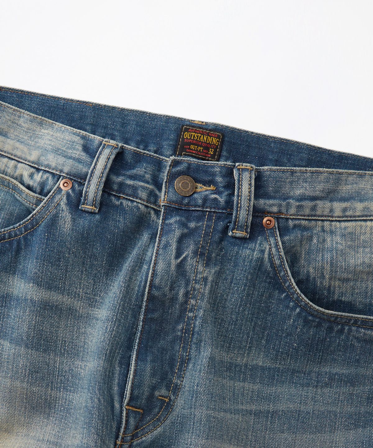 아웃스탠딩(OUTSTANDING) 50S RIDERS SELVEDGE ZIP PANTS_L.BLUE
