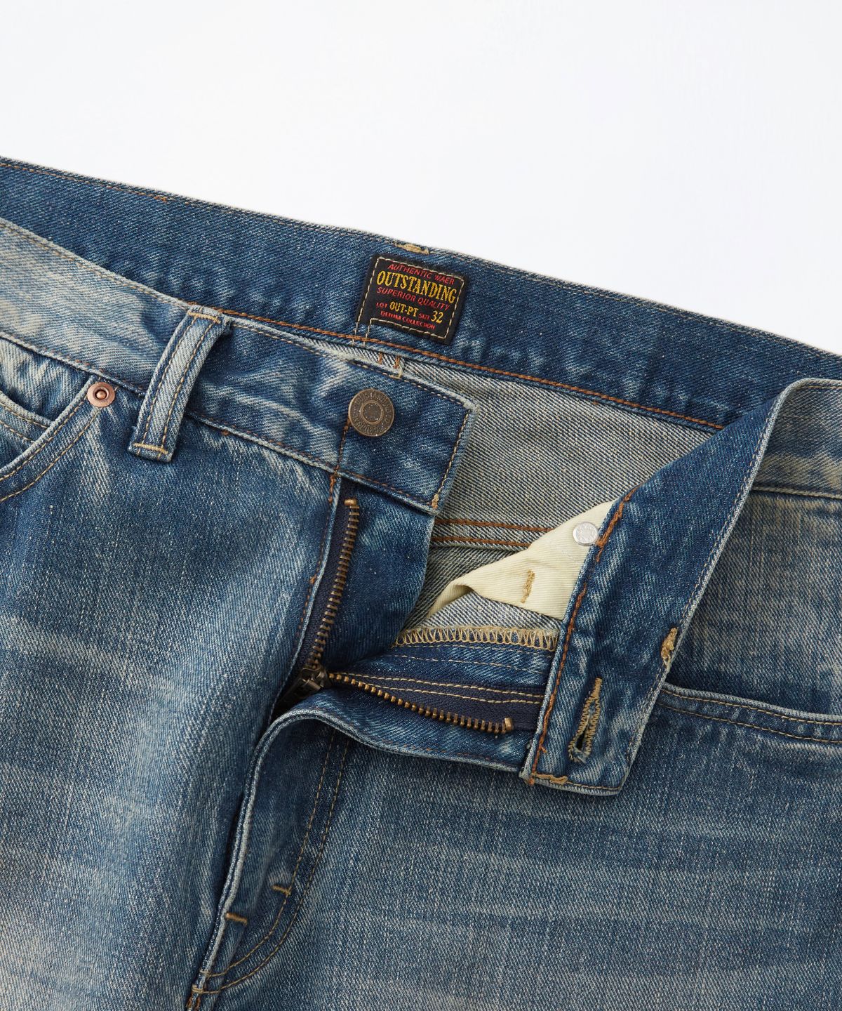 아웃스탠딩(OUTSTANDING) 50S RIDERS SELVEDGE ZIP PANTS_L.BLUE
