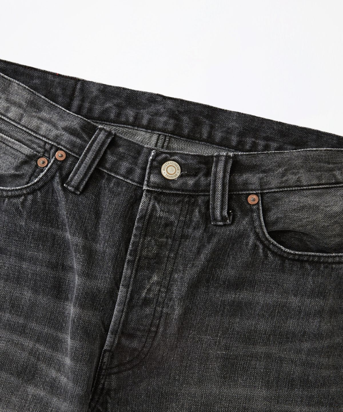 아웃스탠딩(OUTSTANDING) 40S SELVEDGE STRAIGHT PANTS_WASHED BLACK