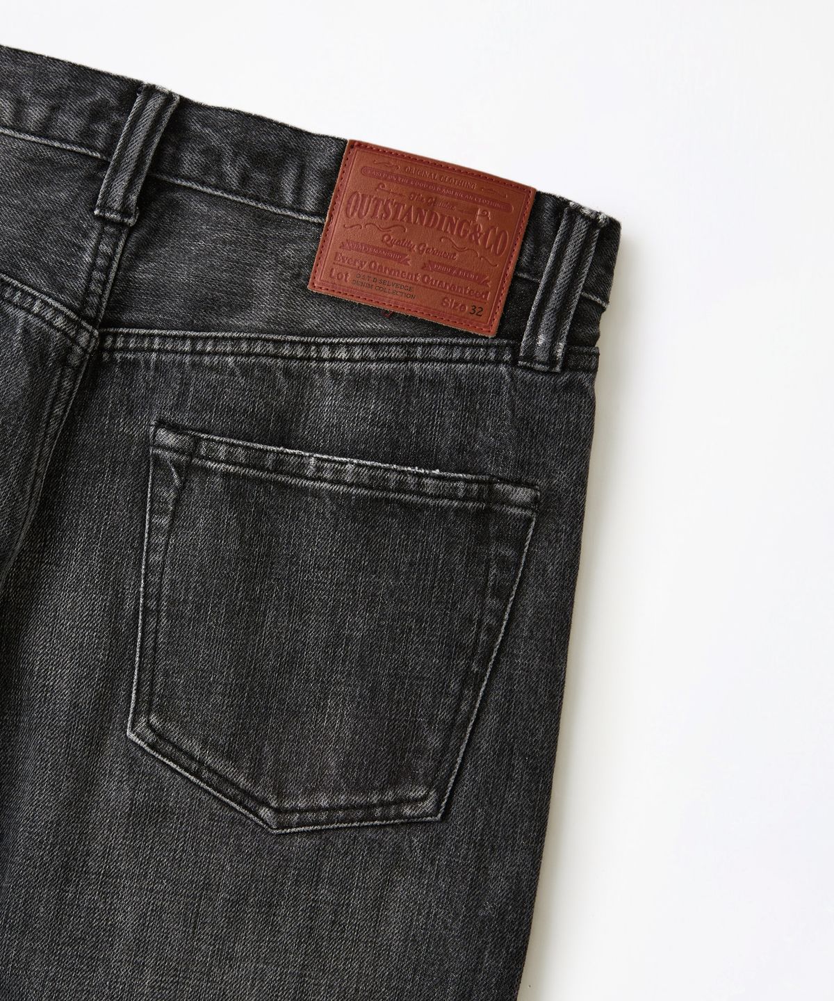 아웃스탠딩(OUTSTANDING) 40S SELVEDGE STRAIGHT PANTS_WASHED BLACK
