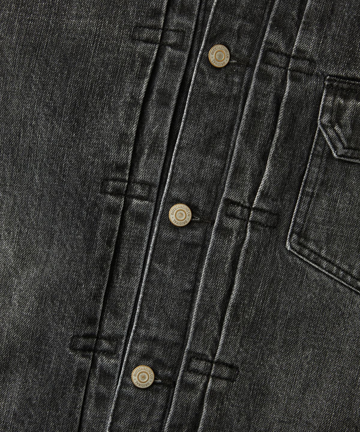 아웃스탠딩(OUTSTANDING) SELVEDGE DENIM 1ST JACKET_WASHED BLACK