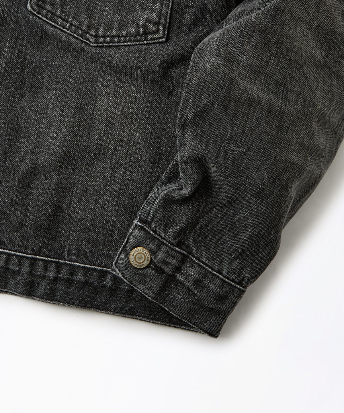 아웃스탠딩(OUTSTANDING) SELVEDGE DENIM 1ST JACKET_WASHED BLACK